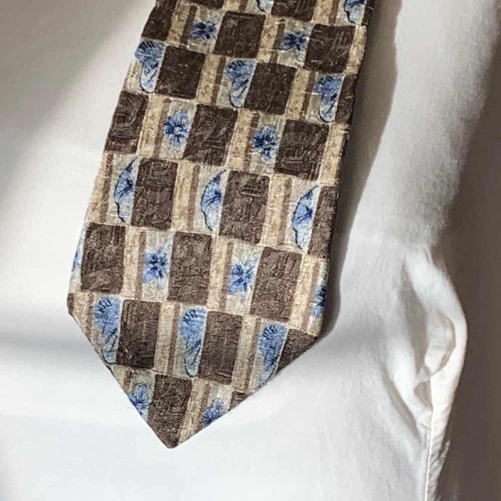 Geoffrey Beene Brown and Blue Checkered Tie